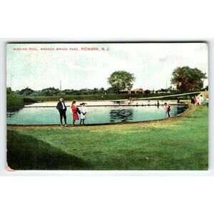 Antique Postcard Wading Pool Branch Brook Park Newark NJ 1907 Mailed Vintage